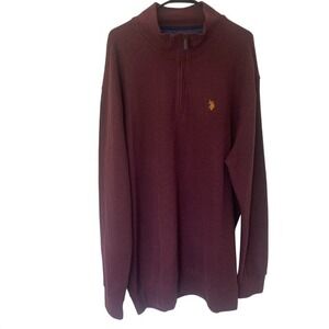 US Polo Assn. 1/4 Zip Pullover Sweatshirt‎ Burgundy Quarter Zip Sweater XLT Tall